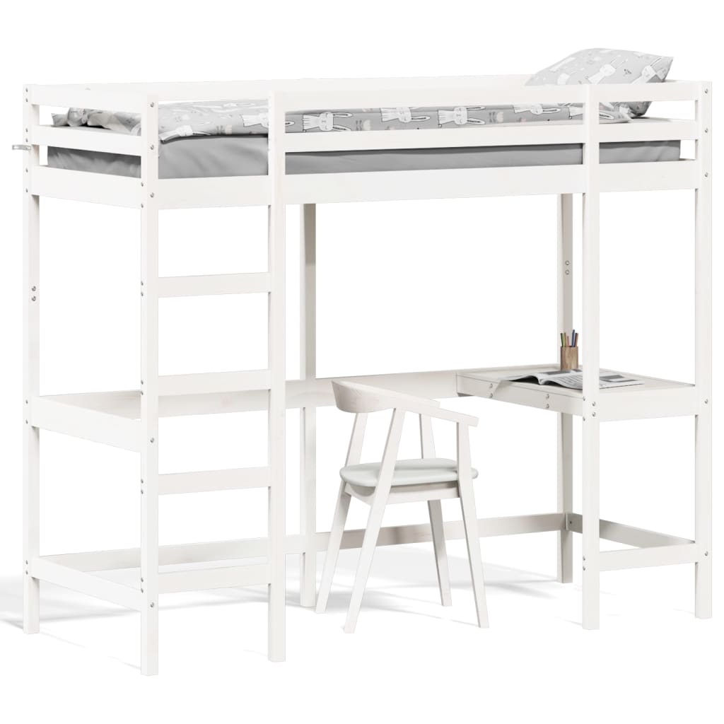 Loft Bed without Mattress White 80x200 cm Solid Wood Pine